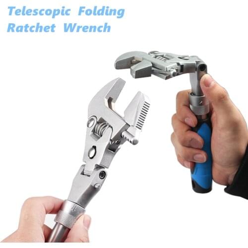 NEW 10-inch Ratchet Adjustable Wrench 5-in-1 Torque Wrench Can Rotate and Fold 180 Degrees Pipe Telescopic Wrench Repair Tool