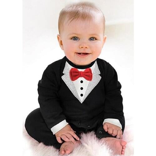 Toddler Boys Gentleman Suit Long-sleeved Baby Jumpsuit Newborn Clothing Childrens Casual Sets Infant Kids Clothes For 1 2 years