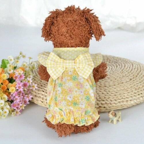 Princess Small Dog Dress Spring Summer Pet Puppy Cat Clothes Skirt Floral Apparel Bow Teddy Puppy Clothing Pet Accessories