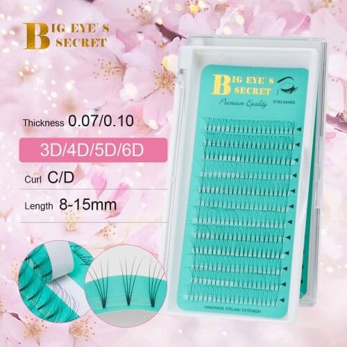 Big eyes secret Lash Volume 2D/3D/4D/5D eyelashes 0.10D curl short stem Premade Fans Cilia silk false mink individual eyelash