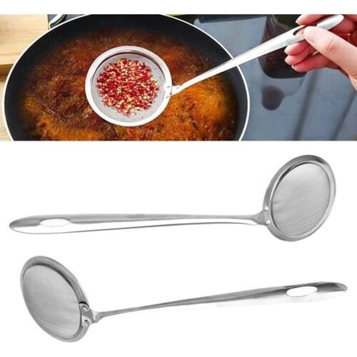 Stainless Steel Handheld Colander Cooking Tools Fried Food Filter Oil Drain Clip Mesh Spoon Fried Food Net Kitchen Gadgets