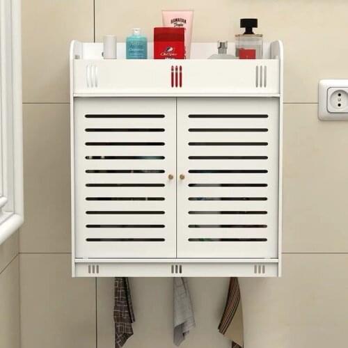 Bathroom Cabinet 38x18x43cm Wall Mounted Bathroom Toilet Furniture Cabinet Wood-Plastic Cupboard Shelf Cosmetic Storage MJ905