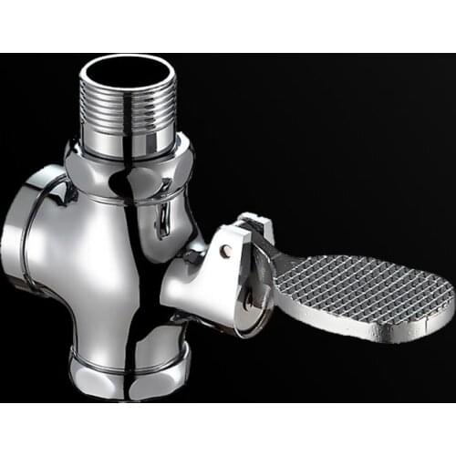Bathroom Squat Pan Flush Valves Copper Foot Pressing Type Urinal Flush Valve Flusher Time Delay Self-Closing Home Accessories