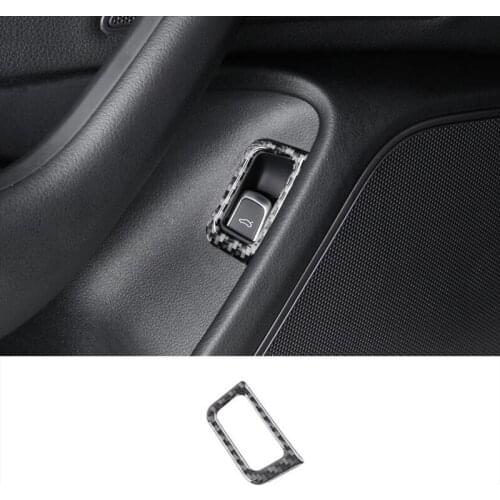 Carbon Fiber Interior Door Trunk Switch Button Frame Decoration Cover Trim For Audi A6 C7 2012-2018 LHD Car Styling