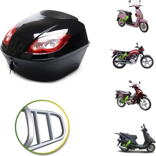 E-Bike Box Electric Scooter Trunk Motorcycle Top Hard Case Helmet Storage Case Tail Box Luggage Case With Reflective Lamp