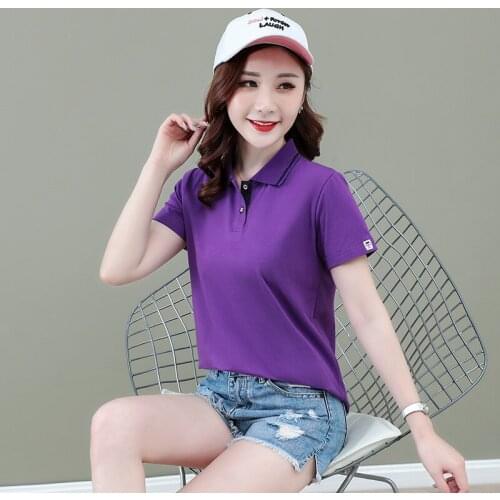 WomenS Short Sleeve Summer Students New Korean Fashion All Kinds Of Loose Girl Leisure Sports Pure Cotton Lapel T-Shirt Top