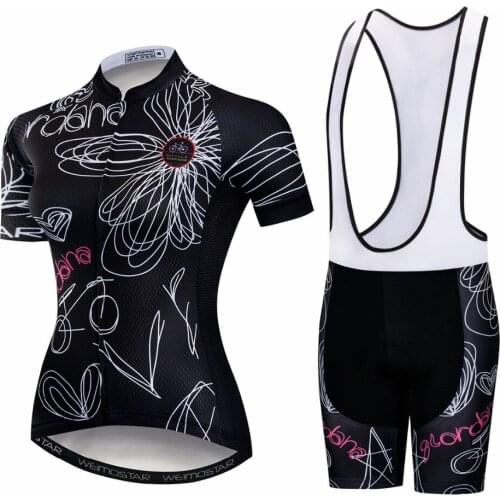 2019 Bike Jersey set Women Cycling jersey Bib Shorts Mountain road clothing MTB Bicycle suits Maillot Ropa Ciclismo Tops black