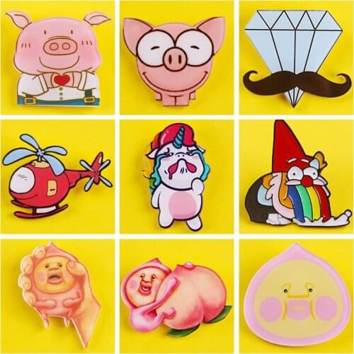 1PCS Hot Selling Cute Cartoon Badge Funny Unicorn Icon Acrylic Brooch Decoration On Clothes Backpack For Kids DIY Accessories