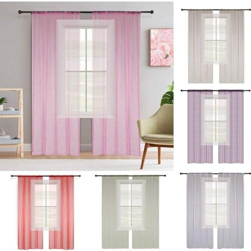 1 PCS Multicolor Pure Color Voile Curtain Transparent Tulle Wedding Scenery Party Door Drape Panel Sheer Decor