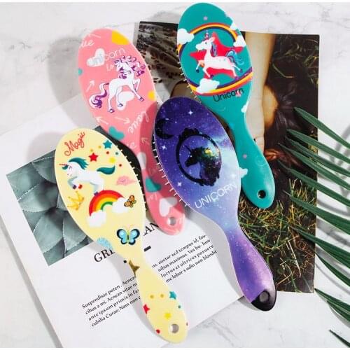 1PC New Cartoon Unicorn Printing Hair Comb Anti-static Massage Shower Hot Comb Tangled Hair Brush Women Styling Tool Wholesale