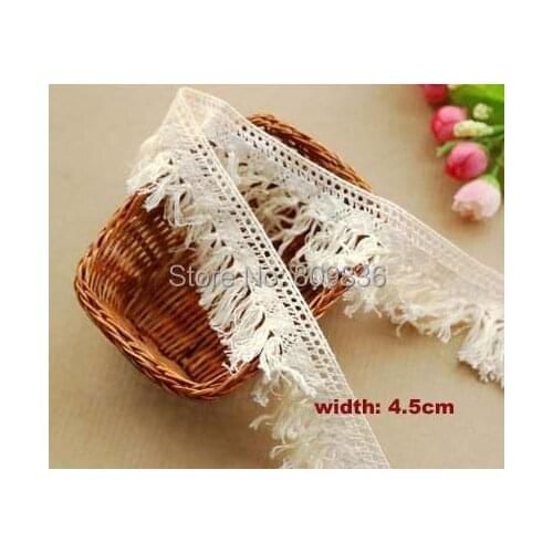 1yrd/lot Width:4.5cm Good quality tassel design lace, vintage natural color cotton lace for diy, garment lace(ss-4017)