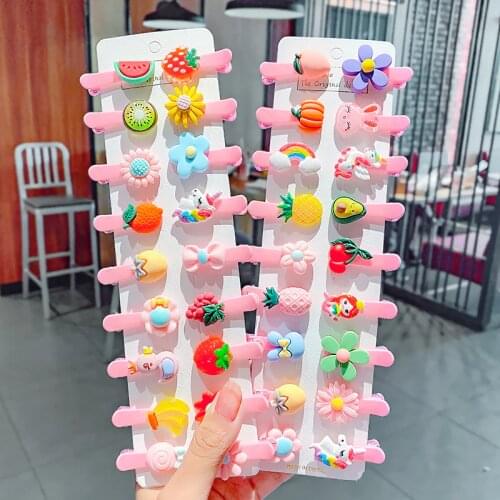 10PCS/Set New Girls Cute Colorful Cartoon Plastic Hairpins Sweet Hair Clips Barrettes Headband Kids Fashion Hair Accessories