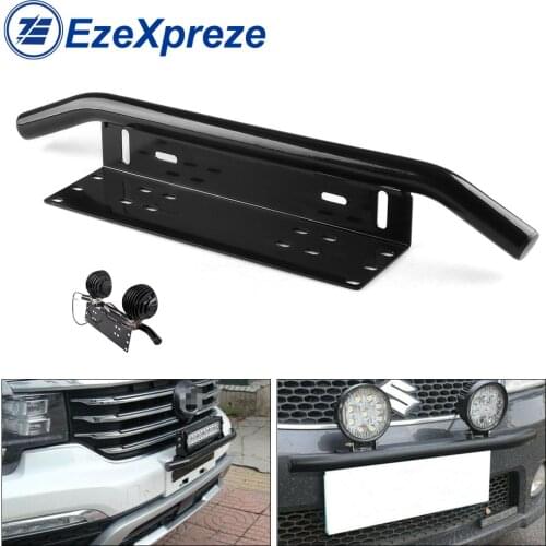 23inch Auto Bull Bar Front Bumper License Plate Mount Bracket Frame Led Light Bar Work Fog Lamp Holder SUV Off Road Aluminium