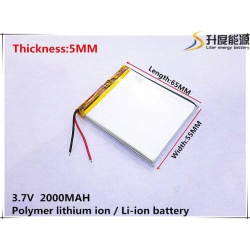3.7V,2000mAH,[505565] PLIB ( polymer lithium ion battery ) Li-ion battery for tablet pc,GPS,mp3,mp4,cell phone,speaker