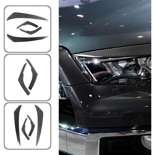 Carbon Fiber 4Pcs Excellent Car Headlight Eyebrow Trim Stable Headlight Eyelid Trim Self-adhesive