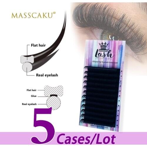 5case/lot Fashional style 12 lines c d curl matte super natural mink 100% handmade ellipse flat eyelash with private label