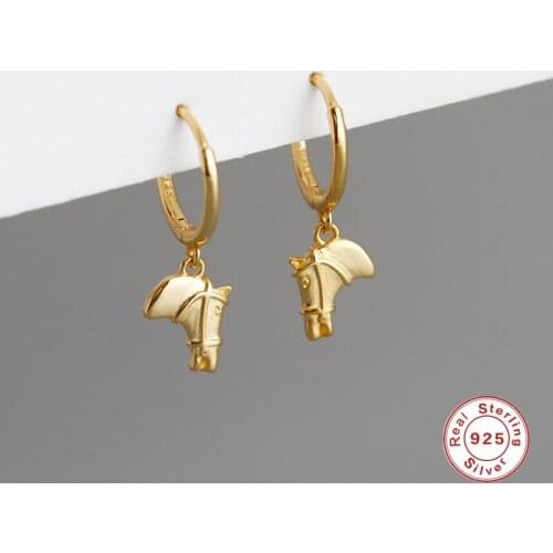 Aide Luxury Genuine 925 Sterling Silver Creative Horse Head Tassel Stud Earrings for Women Gothic Punk Party Earrings Jewelry