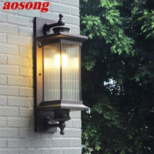 AOSONG Outdoor Retro Wall Light Sconces Classical LED Lamp Waterproof Home Decorative For Porch