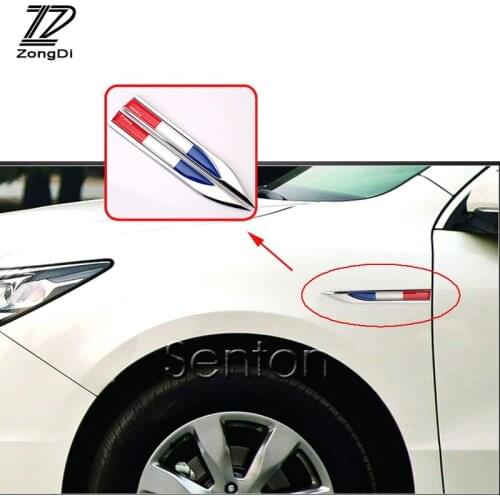 ZD 2pcs Car sticker Flag Metal fender side Labeling Bodywork for Citroen C4 C5 Hyundai Solaris I30 VW Polo T5 Ford Fiesta 2017
