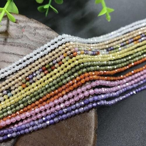 LOOSE BEADS zircon ROUND FACERED QUARTZ 2/3/4mm wholesale for DIY jewelry necklace 36cm