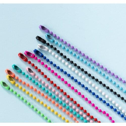 50Pcs Metal 12cm Color Circular Bead Chain DIY Craft Clothes Dolls Bags Label Hang Ring Tags Chain Buckles Jewelry Pendant Chain