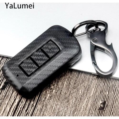 ABS Carbon Fiber Car Key Case Cover For Mitsubishi Outlander Lancer 10 Pajero Sport ASX RVR L200 Eclipse ASX EX Cross 2 3 Button