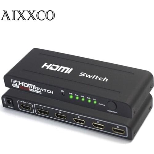 AIXXCO HDMI Switch Splitter 5 Port HDMI Splitter 5 in1 converter Auto Ultra For HDTV v1.4 3D 1080p HD IR with Remote Control