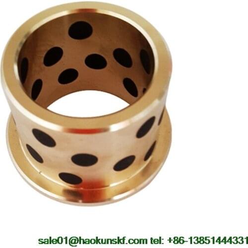 JFB2525 / 2525F (Size:25*35*25/45*5mm) Flanged Solid-Lubricanting Oilless Graphite Brass Bushing|Copper Bearing