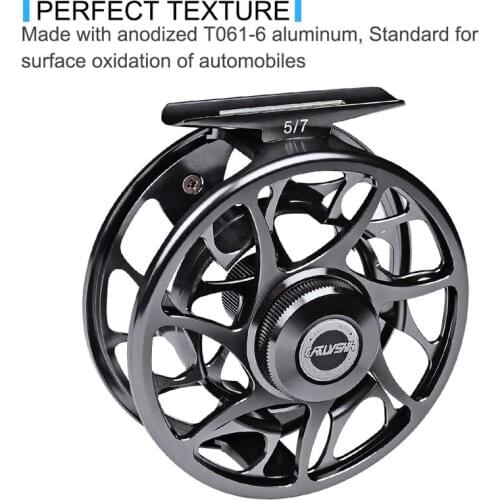 Black Color Fly Fishing Reel CNC Machine Cut Large Arbor Die Casting Aluminum Fly Reel 3+1 BB Fly Fishing Wheel