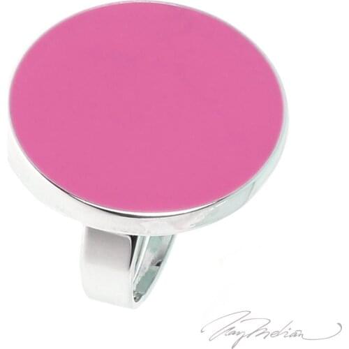Ring Rhodium and Enamel Pink CIRCES Collection CROWN