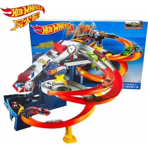 2017Hot Wheels Roundabout Electric Carros Track Model Car Train Kids Plastic Metal Toy-car- Hot Toys For Children kid Juguetes