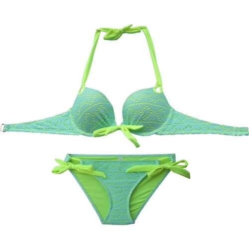 Underwier BIKINIS Sets Suit for Women Green Mesh Bathing Swimwear Lace Sexy Secret Biqini Bathing Suits Woman