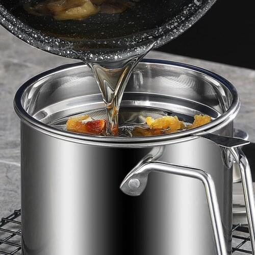 Newest Oil Dripping Filter Container 1.3L Oil Storage Can Jug Strainer Grease Can With Lid Tray Durable Kitchen Household Tools