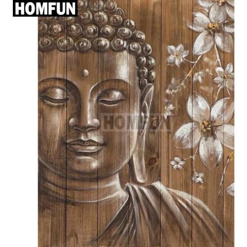 HOMFUN Square/Round Drill 5D DIY Diamond Painting "Buddha & Flower" Embroidery Cross Stitch Full Rhinestone Decor A02134