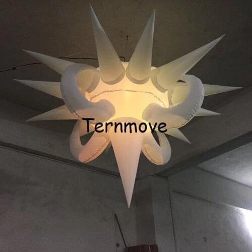 Colors-changing inflatable star multi spikes with LED light and blower led inflatable star / giant inflatable star