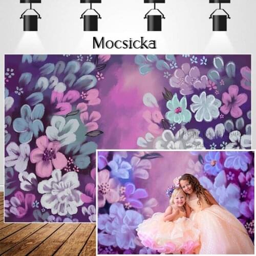 Mocsicka Blooming Purple Flowers Photocall Background Photo Studio Newborn Baby Kids Birhtday Portrait Photography Backdrops