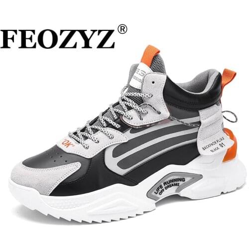 FEOZYZ Mens Medium Cut Running Shoes Trendy Style Medium Top Sport Shoes Colorful Design Cheap