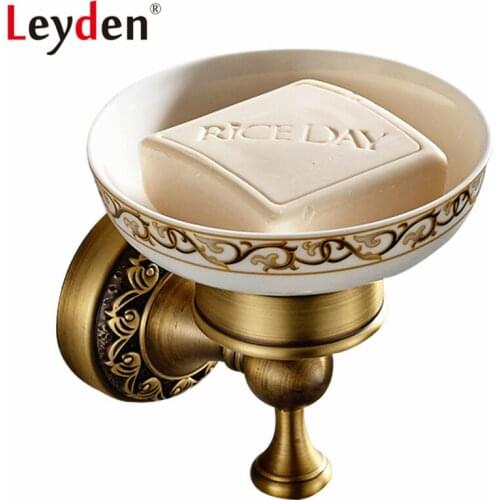Leyden Antique Brass/ ORB Wall Mounted Soap Dish Holder Ceramic Soap Dishes Copper Bathroom Soap Holder Bathroom Accessories