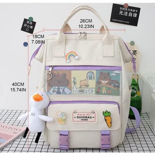 5Pcs/set Nylon School Backpacks Women Lovely Daypack for Teenage Girls Bookbags Students Travel Shoulder Bag
