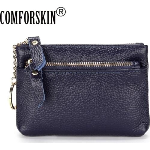 COMFORSKIN New Arrivals Cowhide Leather Coin Purse Dropshipping Multi-function Key Holder For Female High Quality Key Wallets