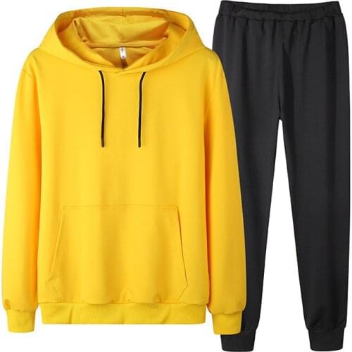 Casual sports suit 2021 spring new mens Korean version of the trend of simple fashion all-match round neck sweater suit