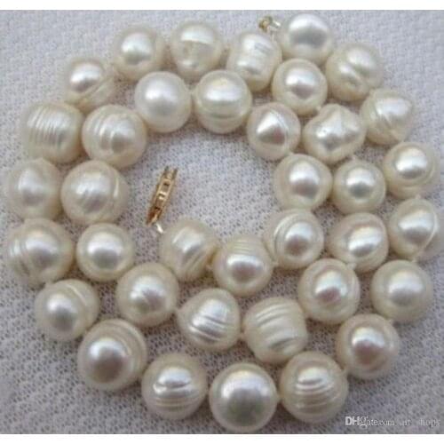 Natural 10-11MM WHITE SOUTH SEA BAROQUE PEARL NECKLACE 18INCHES