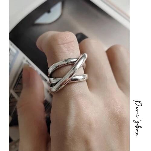 PerisBox 9 Designs Circle Rope Twisted Ring Chunky Chain Link Geometric Rings for Women Plain Textured 925 Sterling Silver Ring
