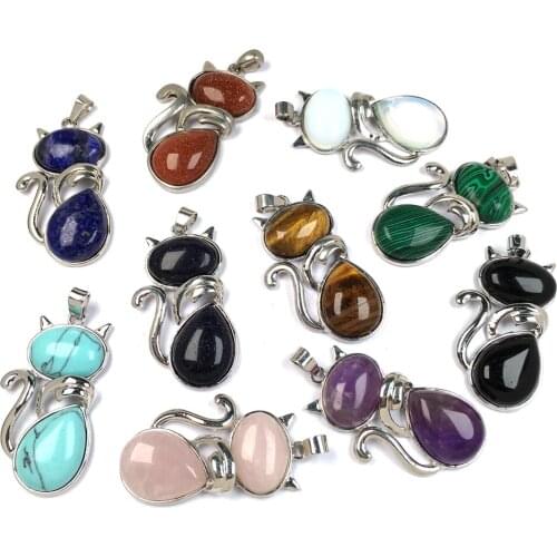 Natural Semi Precious Stone Pendant Kitten For making necklaces, bracelets and other accessories 10 materials