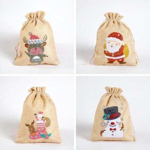 Full Round 5D DIY Diamond Painting Cross Ctitch Kits Christmas Print Gift Bag Storage bag Mosaic Embroidery Cartoons Pattern