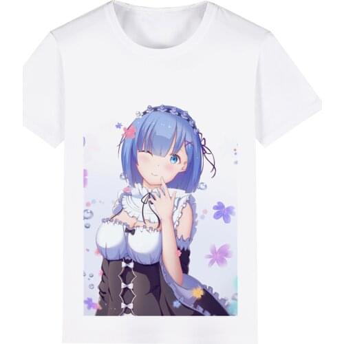 Re:Zero Starting Life in Another World Emilia Subaru Natsuki Rem Cosplay Costume Adult Kids Child Short Sleeve T-shirt T shirt