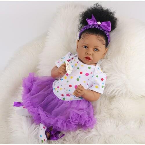 Hoomai 23" Real silicone doll Black skin Fashion bebe Reborn For Kids Gift Best Playmates toys for girls