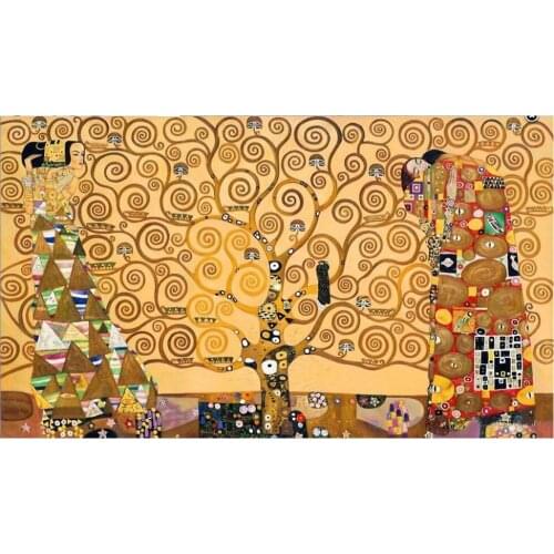 Hand painted Gustav Klimt canvas art The Tree of Life paintings oil artworks romantic woman picture for living room wall decor