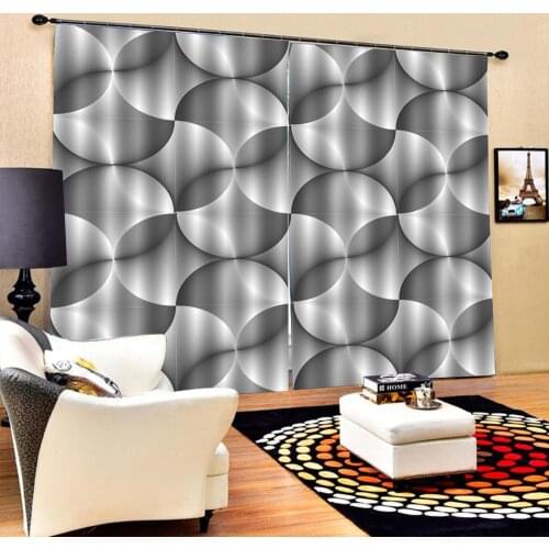 Grey curtains Customized size Luxury Blackout 3D Window Curtains For Living Room geometric curtains