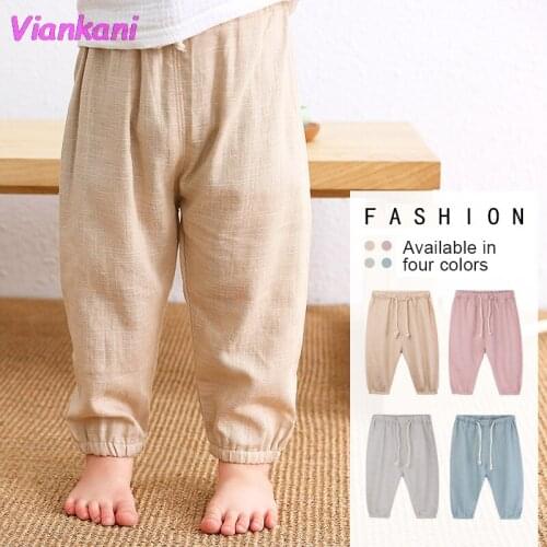Childrens Cotton And Linen Trousers Spring And Summer Thin Boys And Girls Linen Pant Baby Harem Pants 2021 New Cozy Trousers
